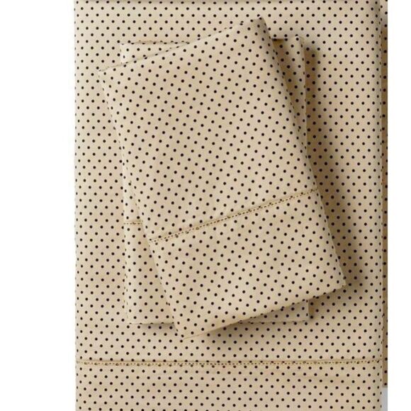 Land's End 700 count cotton taupe dot print king sheet flat and two pillow cases